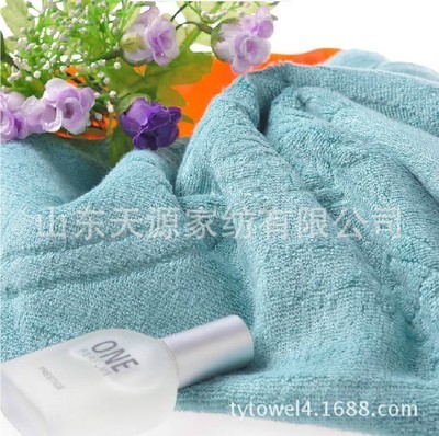 天源家紡 專業貼牌生產竹纖維素色提花浴巾、毛巾、方巾，源頭廠家直供